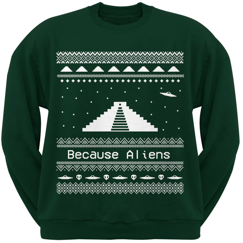 Pyramid Aliens Ugly Christmas Sweater Black Adult Sweatshirt Men's Sweatshirts Old Glory 2XL Dark Green