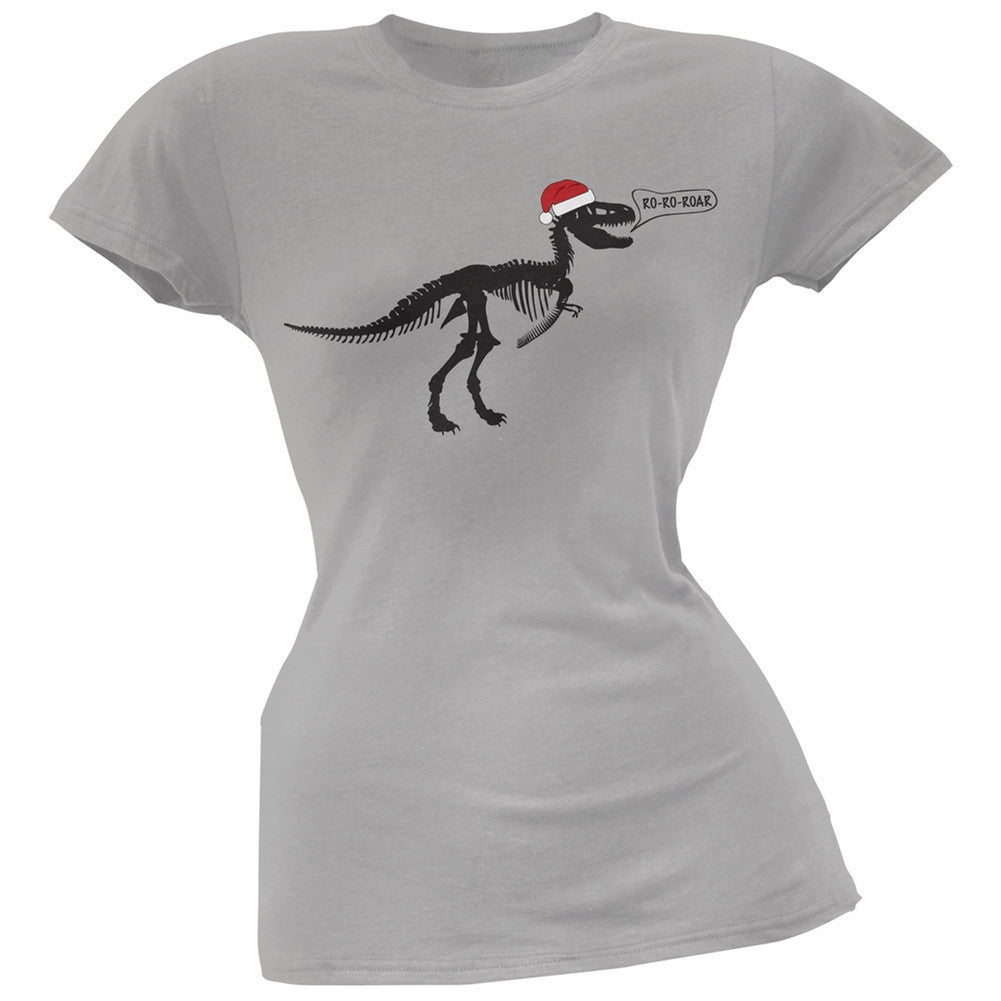 T-Rex Santa Grey Juniors T-Shirt Juniors T-Shirts Old Glory