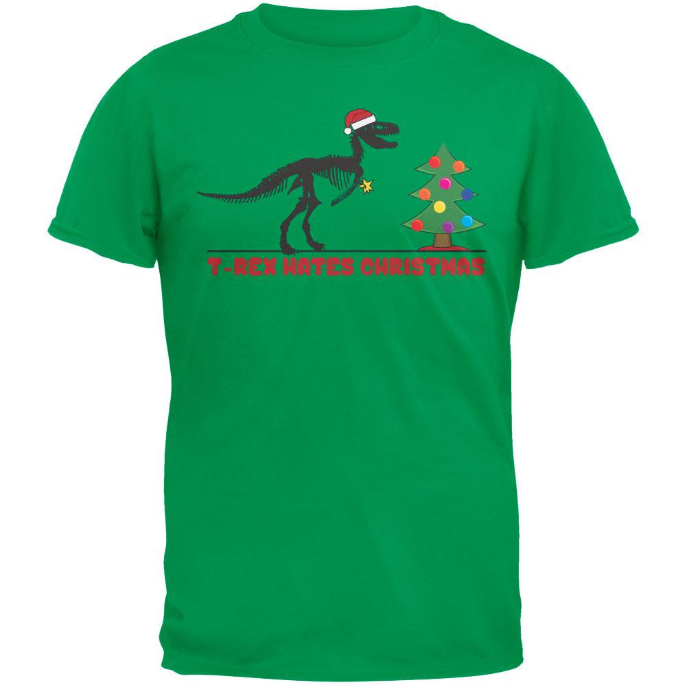 T-Rex Hates Christmas Trees Green T-Shirt Men's T-Shirts Old Glory