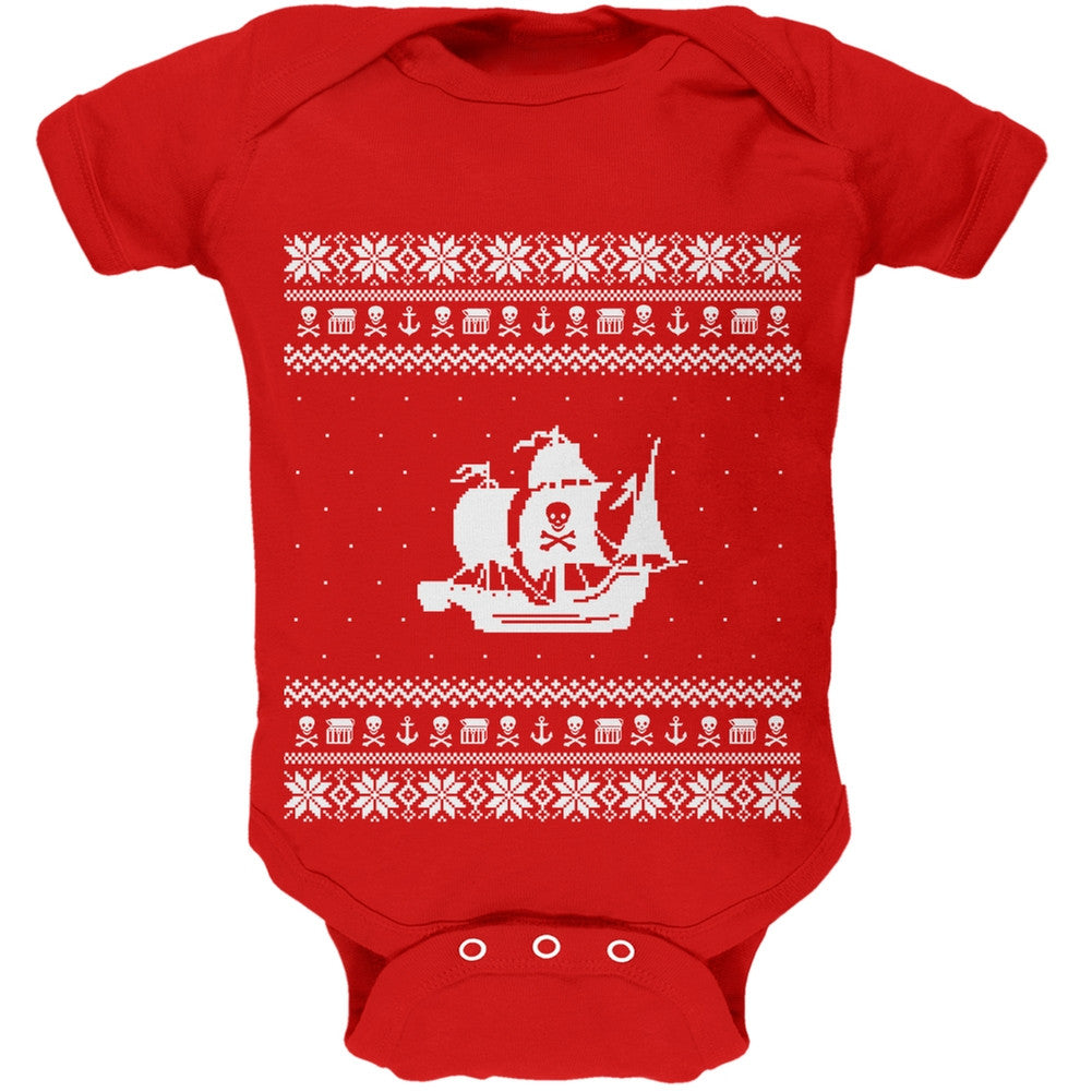 Pirate Ship Ugly Christmas Sweater Baby One Piece Baby One Piece Old Glory