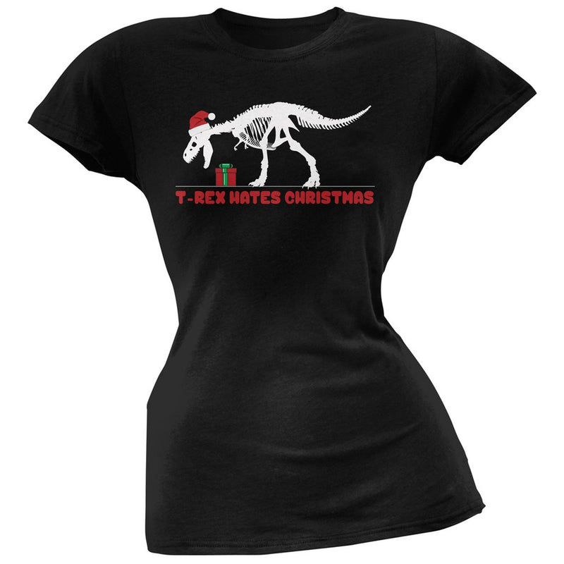 T-Rex Hates Christmas Presents Grey Juniors T-Shirt Juniors T-Shirts Old Glory