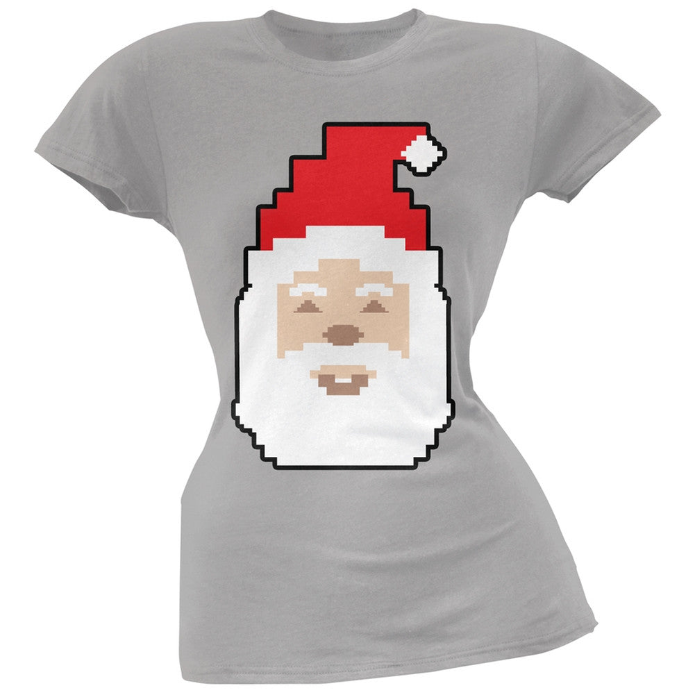 8 Bit Santa Red Juniors T-Shirt Juniors T-Shirts Old Glory 2XL Grey