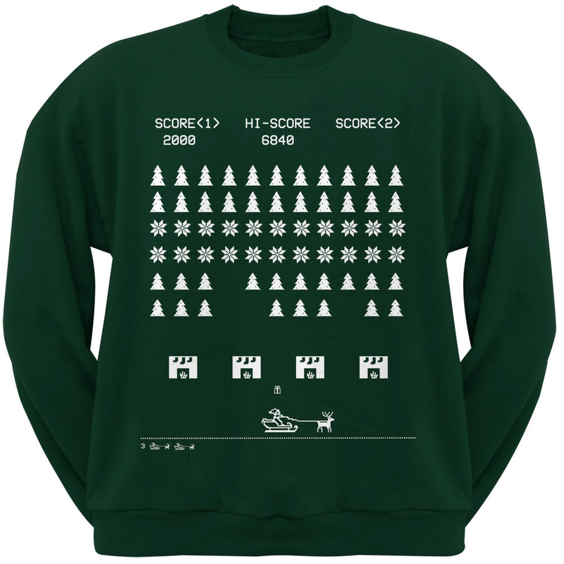 Classic Arcade Game Ugly Christmas Sweater Black Crew Neck Sweatshirt Men's Sweatshirts Old Glory