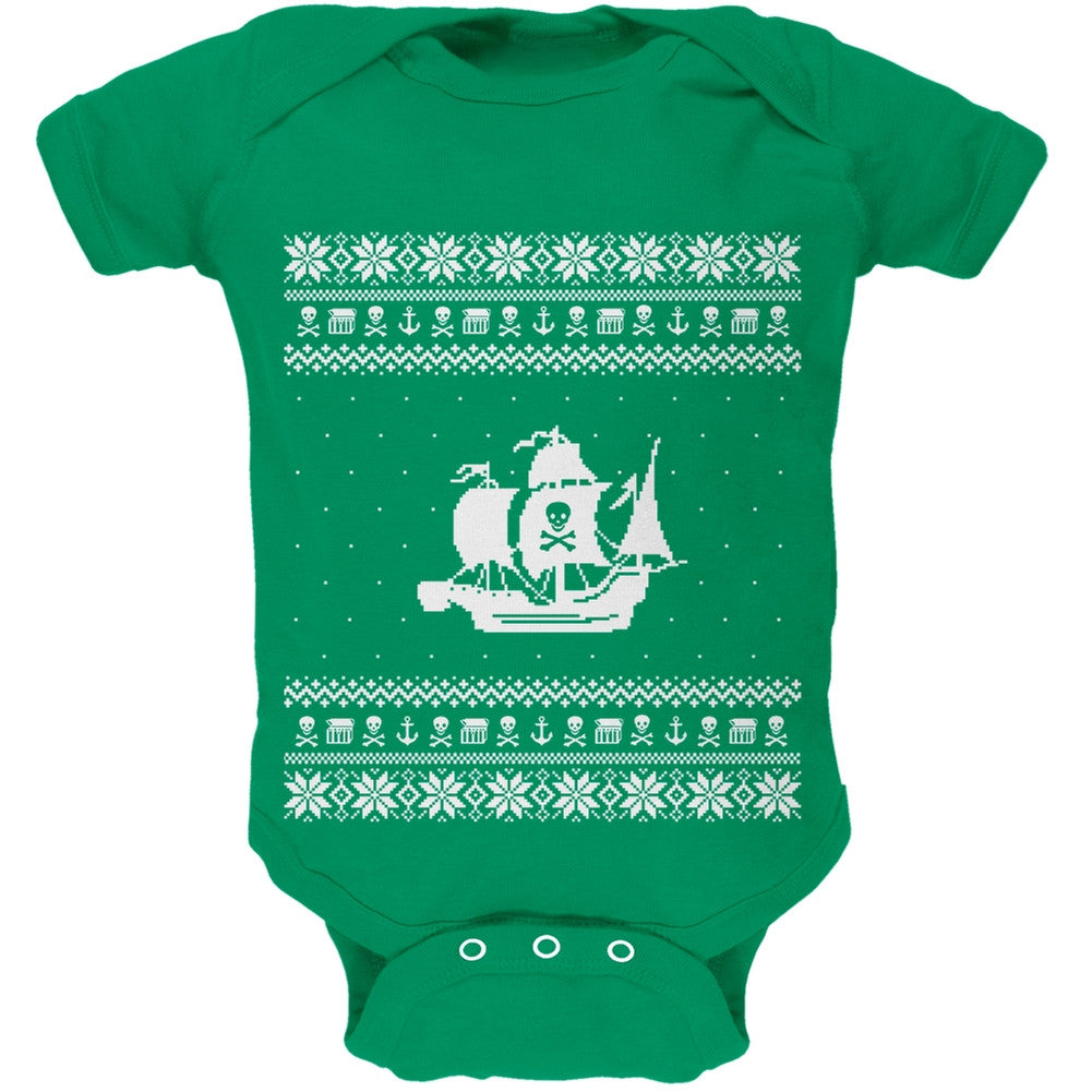 Pirate Ship Ugly Christmas Sweater Baby One Piece Baby One Piece Old Glory