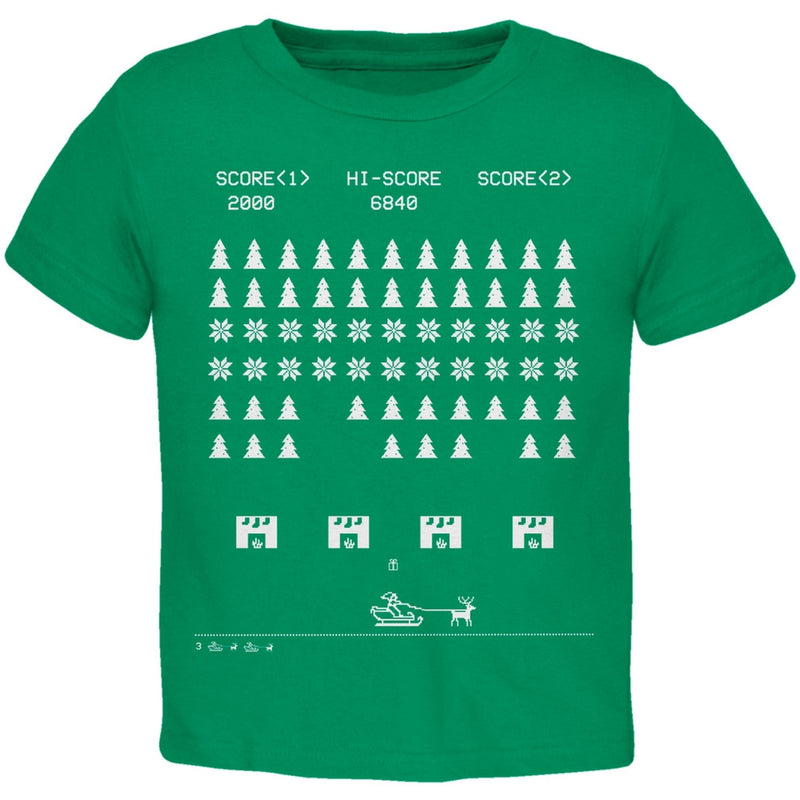 Classic Arcade Game Ugly Christmas Sweater Black Toddler T-Shirt Toddler T-Shirts Old Glory