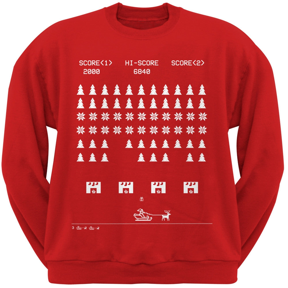 Classic Arcade Game Ugly Christmas Sweater Black Crew Neck Sweatshirt Men's Sweatshirts Old Glory
