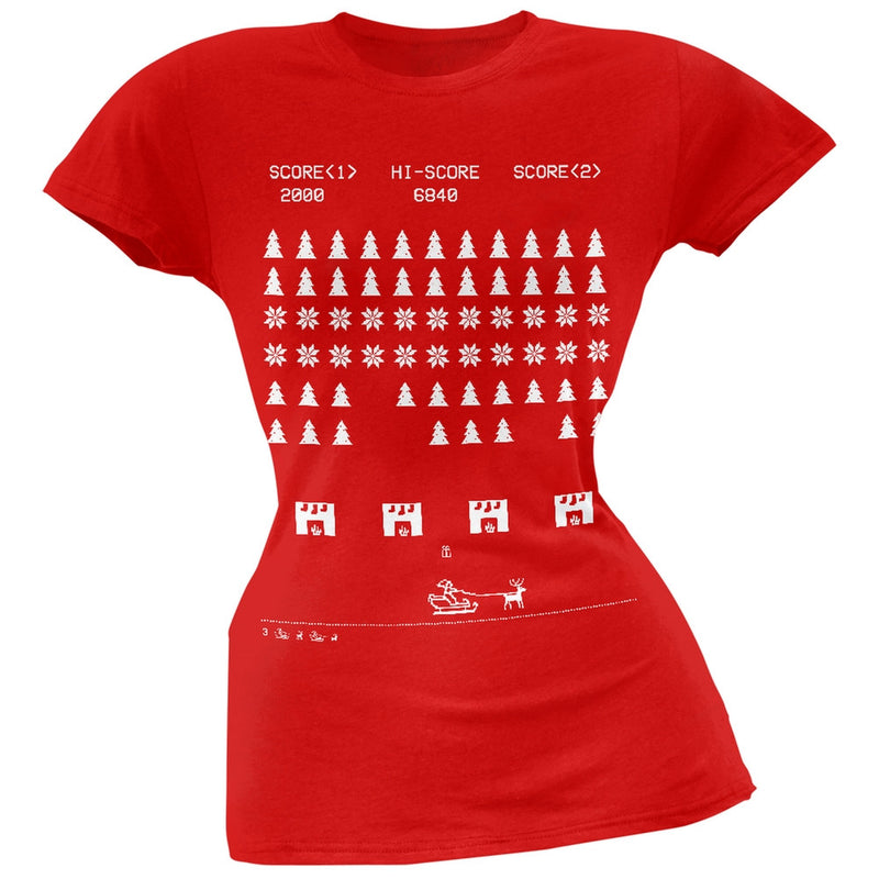 Classic Arcade Game Ugly Christmas Sweater Black Juniors T-Shirt Juniors T-Shirts Old Glory