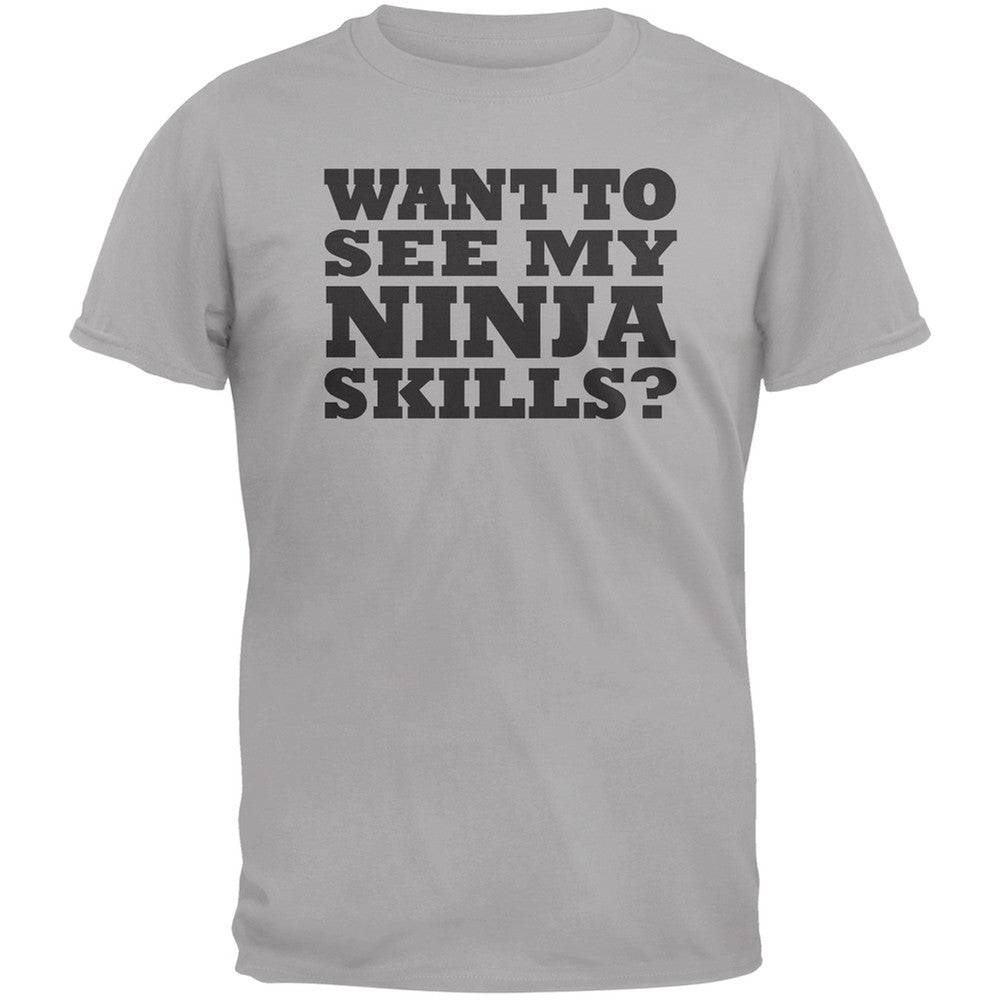 Want To See My Ninja Skills Adult Black Flip Up T-Shirt Men's T-Shirts Old Glory