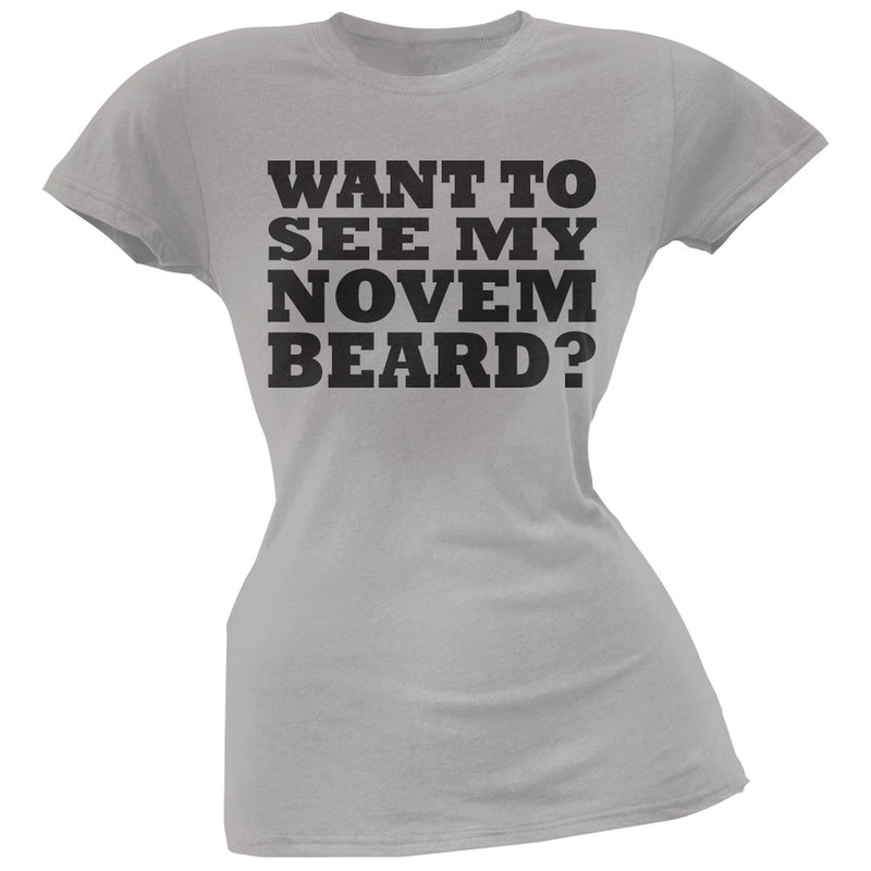 Want To See My November Beard Flip Up Red Juniors T-Shirt Juniors T-Shirts Old Glory