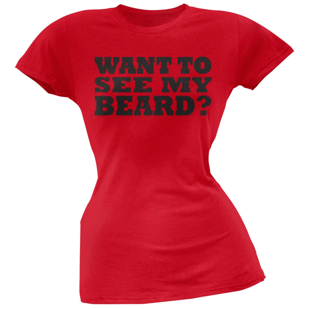 Want To See My Beard Flip Up Red Juniors T-Shirt Juniors T-Shirts Old Glory