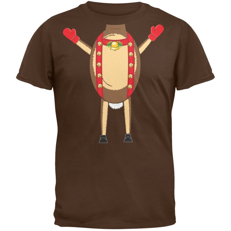 Reindeer Body Costume Black Adult T-Shirt Men's T-Shirts Old Glory SM Brown