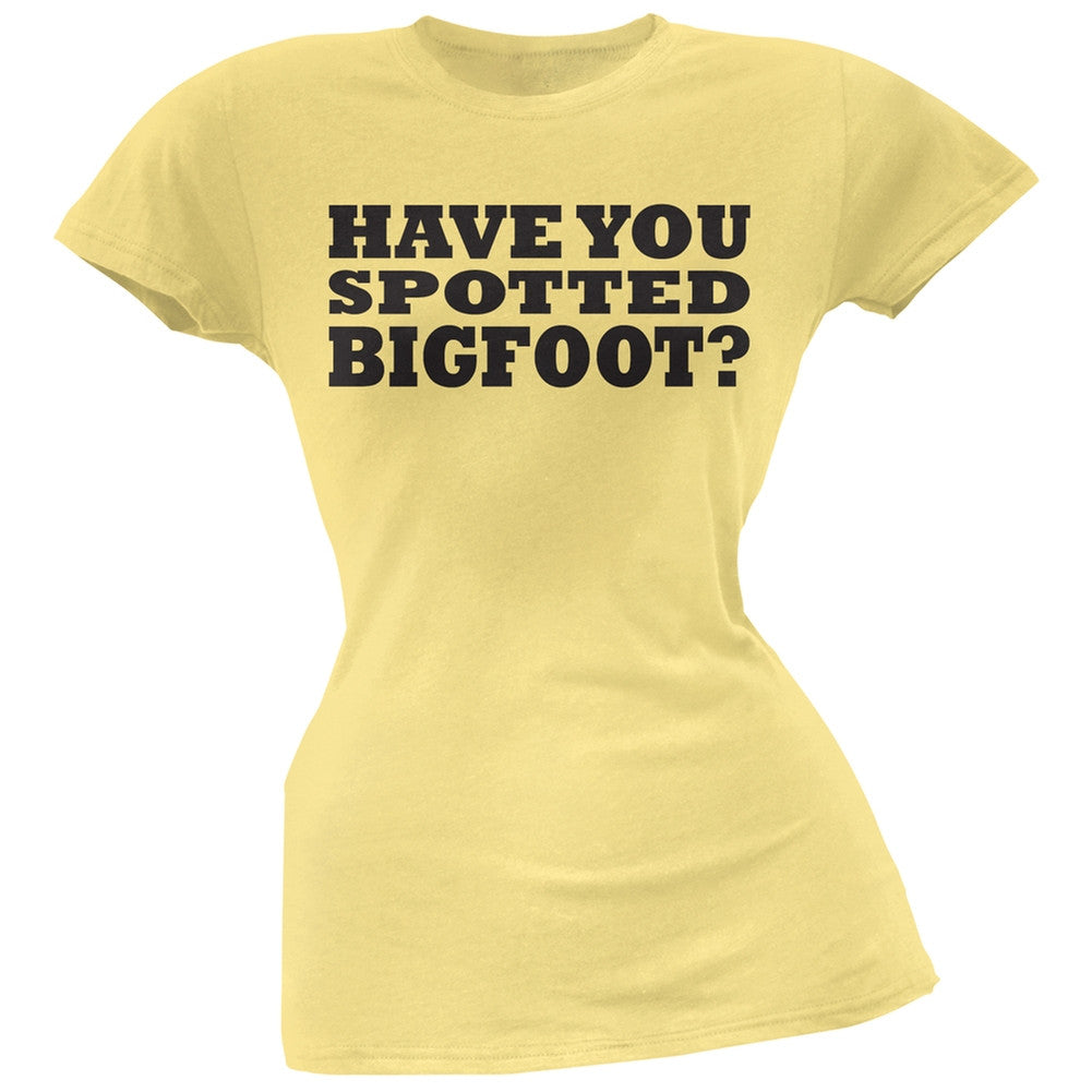 Have You Spotted Big Foot Flip Up Yellow Juniors T-Shirt Juniors T-Shirts Old Glory