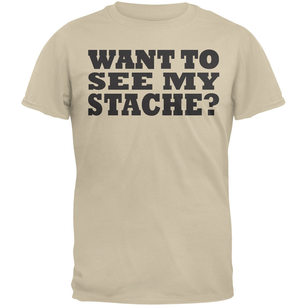 Want To See My Stache Grey Adult T-Shirt Men's T-Shirts Old Glory