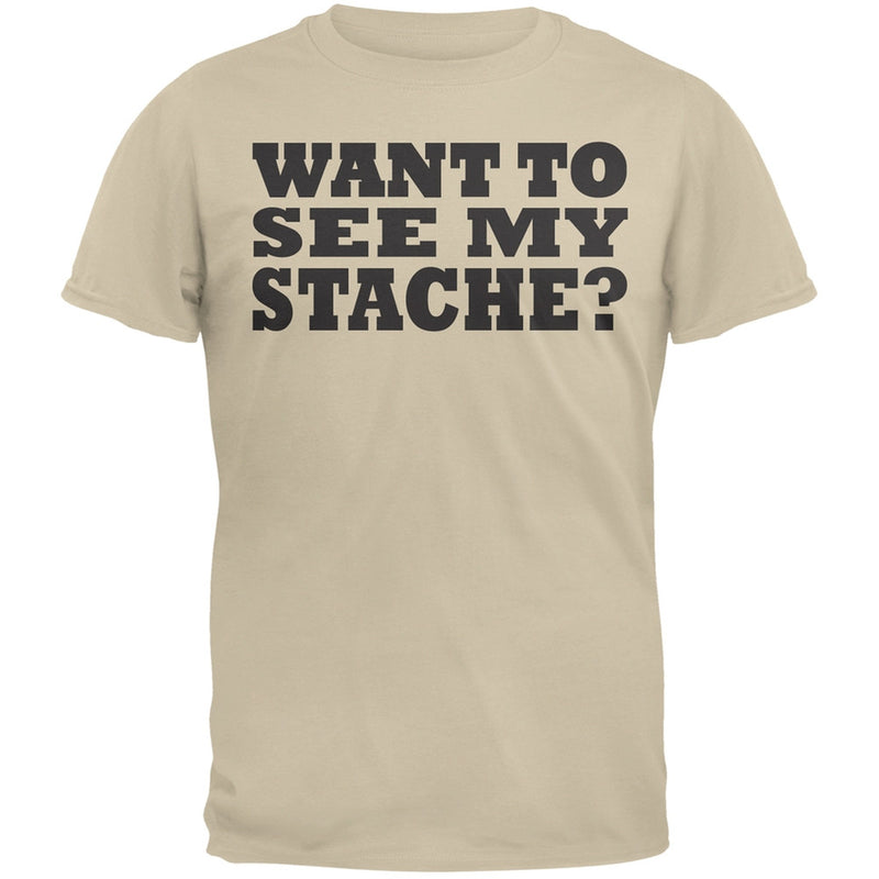 Want To See My Stache Grey Adult T-Shirt Men's T-Shirts Old Glory