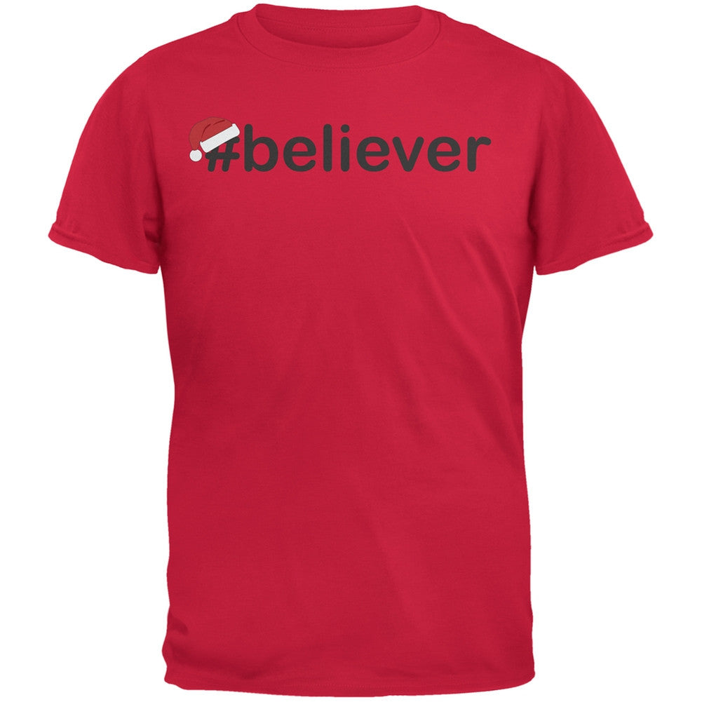 #Believer Santa Youth Green T-Shirt Youth T-Shirts Old Glory SM Red