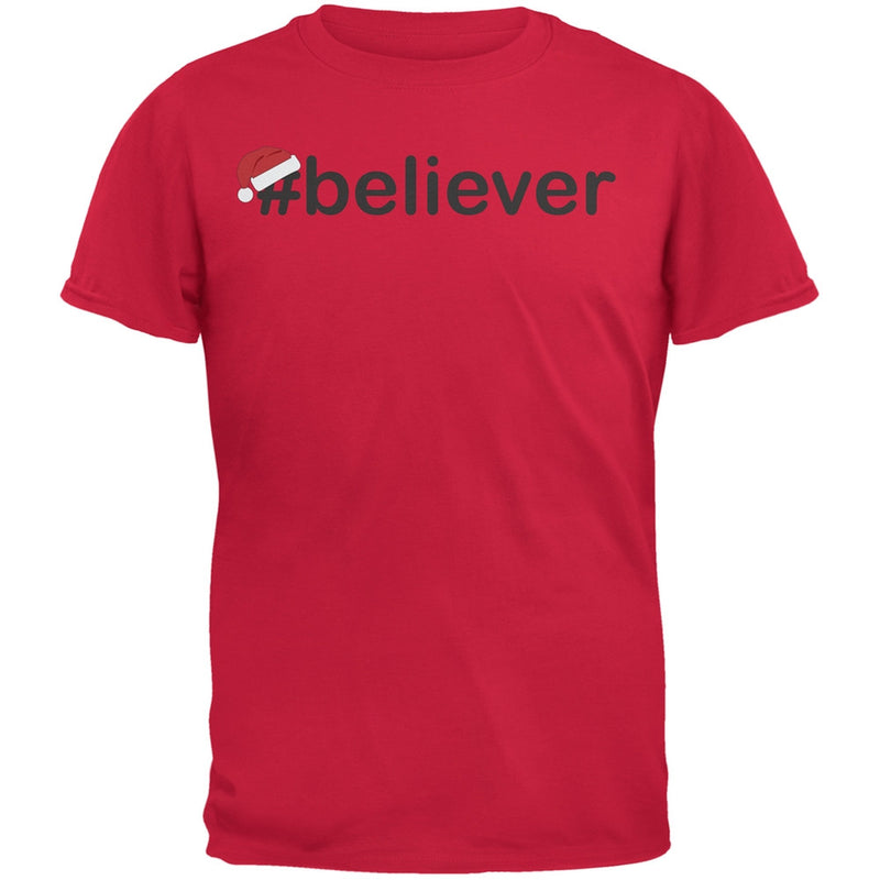 #Believer Santa Youth Green T-Shirt Youth T-Shirts Old Glory SM Red