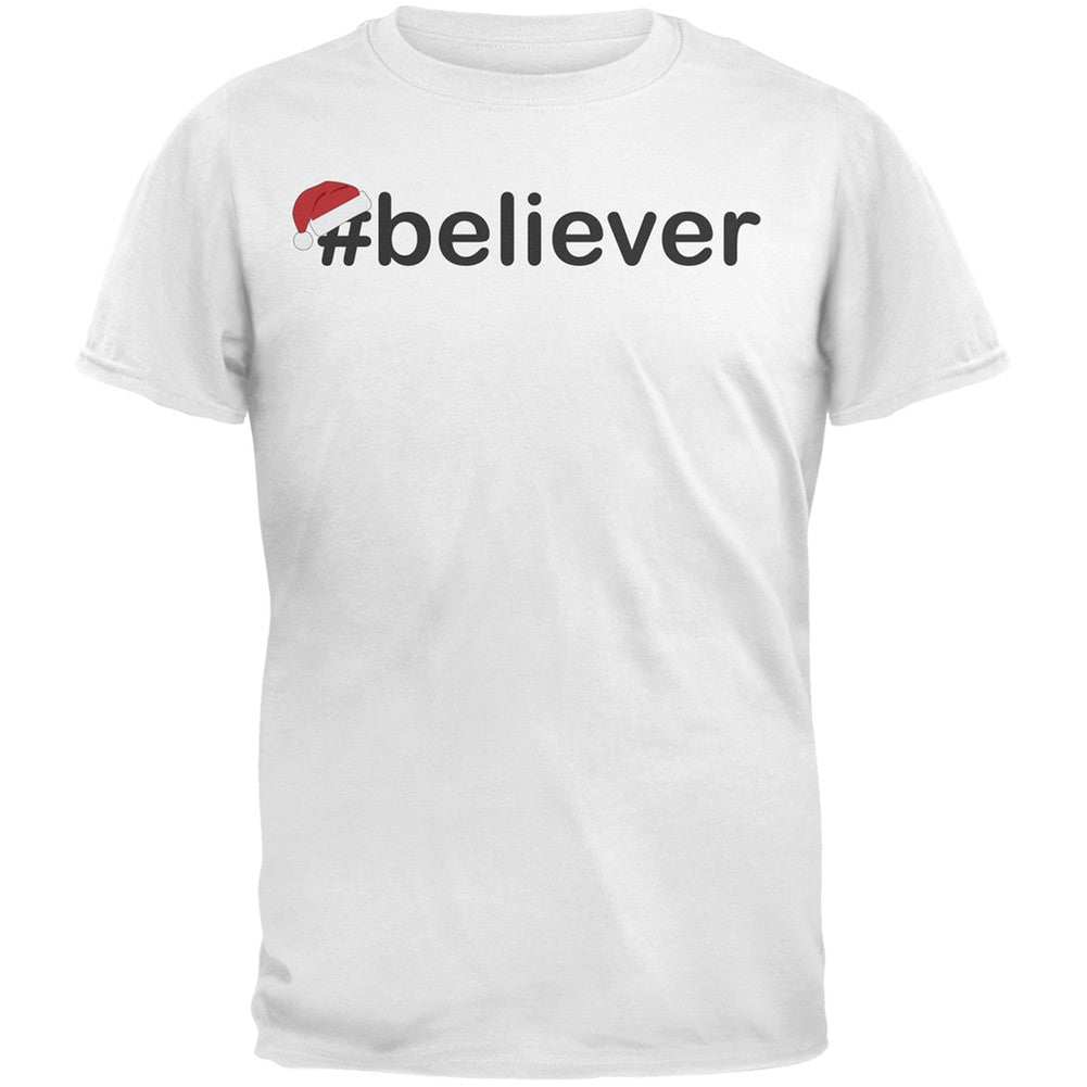 #Believer Santa Youth Green T-Shirt Youth T-Shirts Old Glory SM White