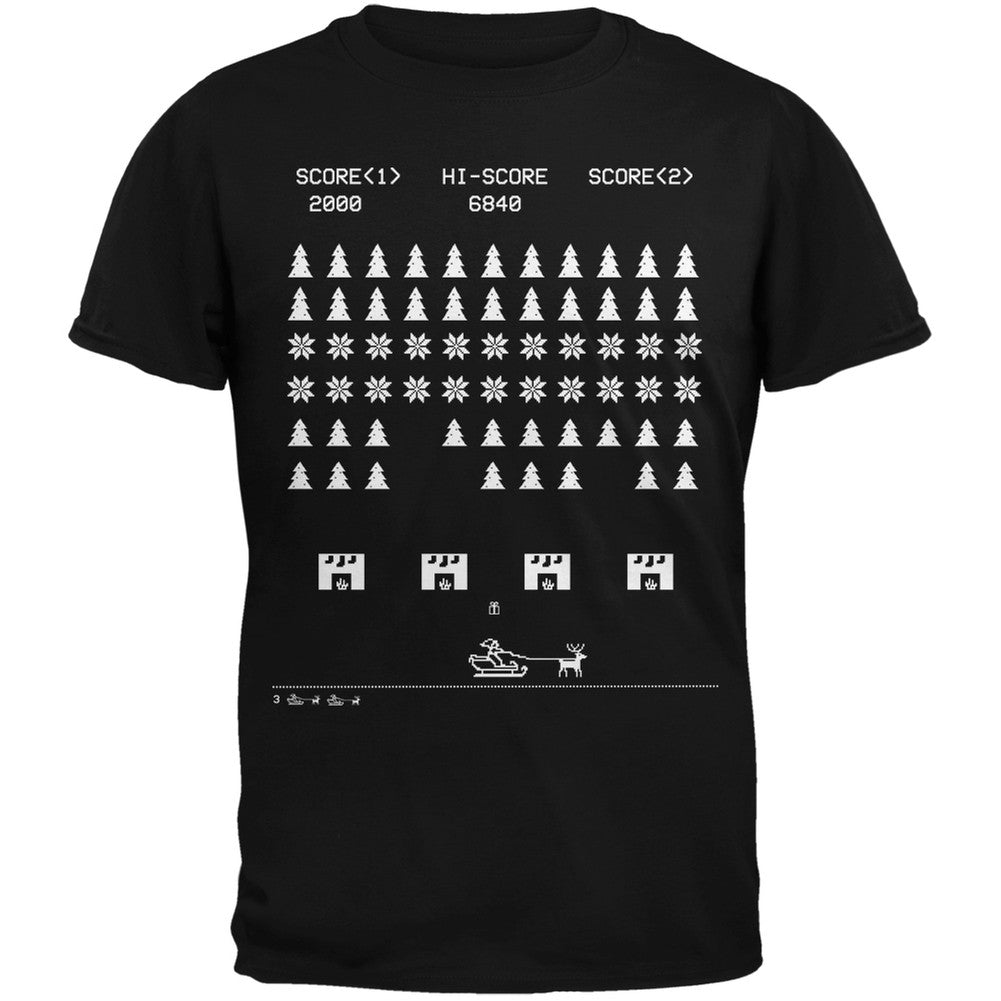Classic Arcade Game Ugly Christmas Sweater Black T-Shirt Men's T-Shirts Old Glory