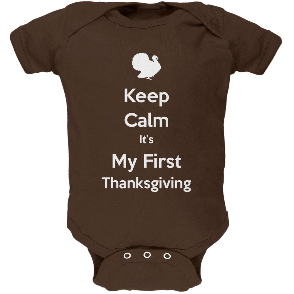 Keep Calm First Thanksgiving Soft Baby One Piece Baby One Piece Old Glory