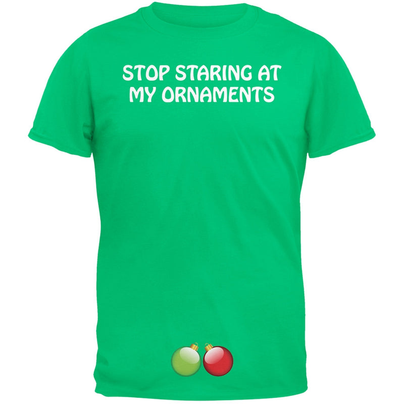 Stop Staring At My Ornaments Black Adult T-Shirt Men's T-Shirts Old Glory