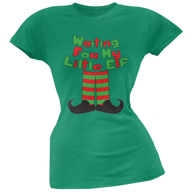 Waiting For My Little Elf Black Soft Juniors T-Shirt Juniors T-Shirts Old Glory