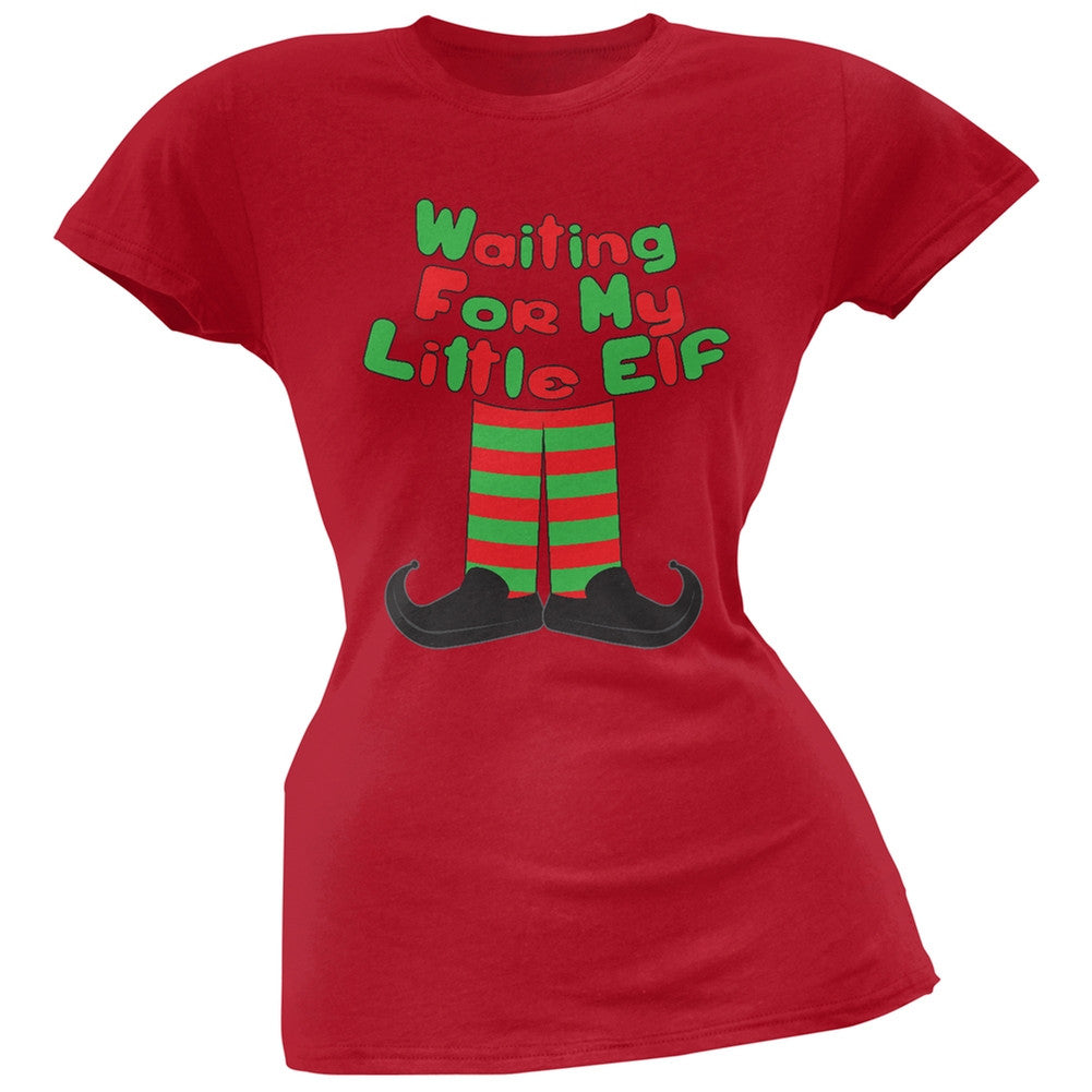 Waiting For My Little Elf Black Soft Juniors T-Shirt Juniors T-Shirts Old Glory