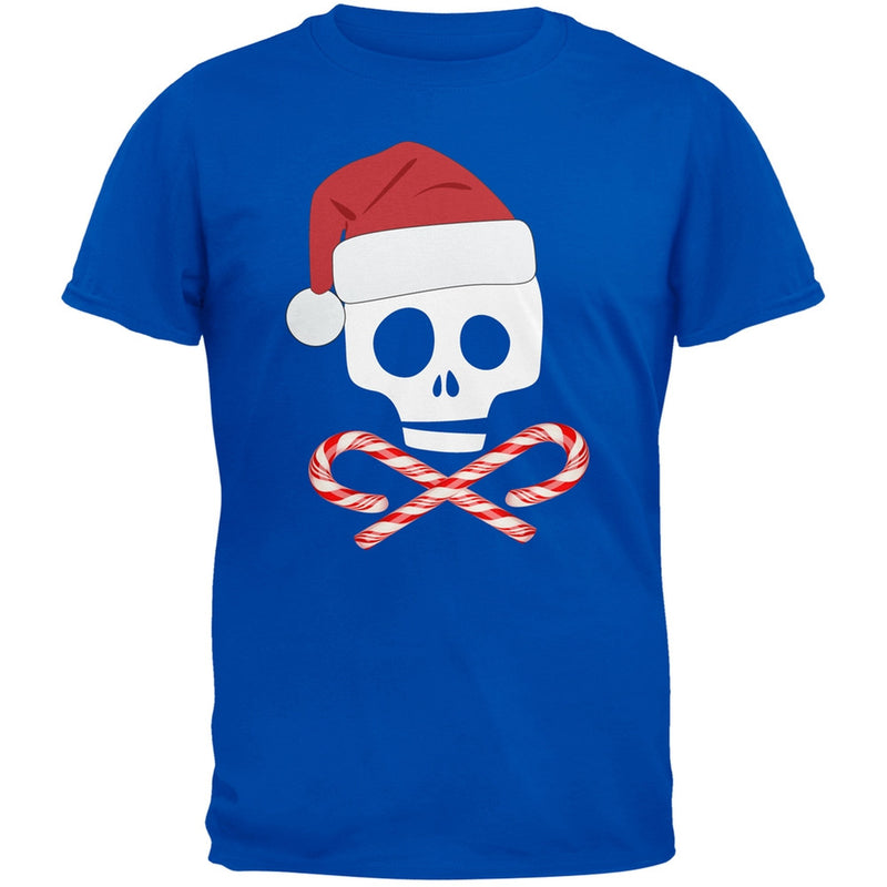 Skull And Cross Candy Canes Santa Black Adult T-Shirt Men's T-Shirts Old Glory