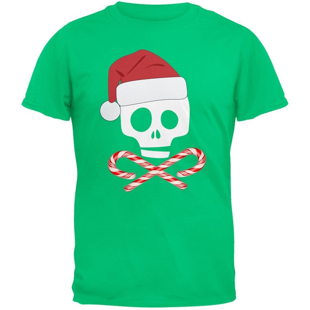 Skull And Cross Candy Canes Santa Black Adult T-Shirt Men's T-Shirts Old Glory
