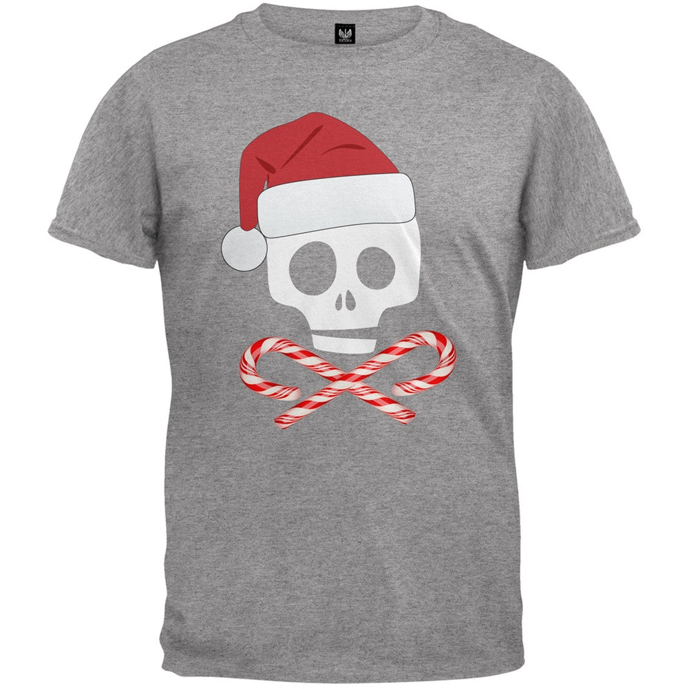 Skull And Cross Candy Canes Santa Black Adult T-Shirt Men's T-Shirts Old Glory