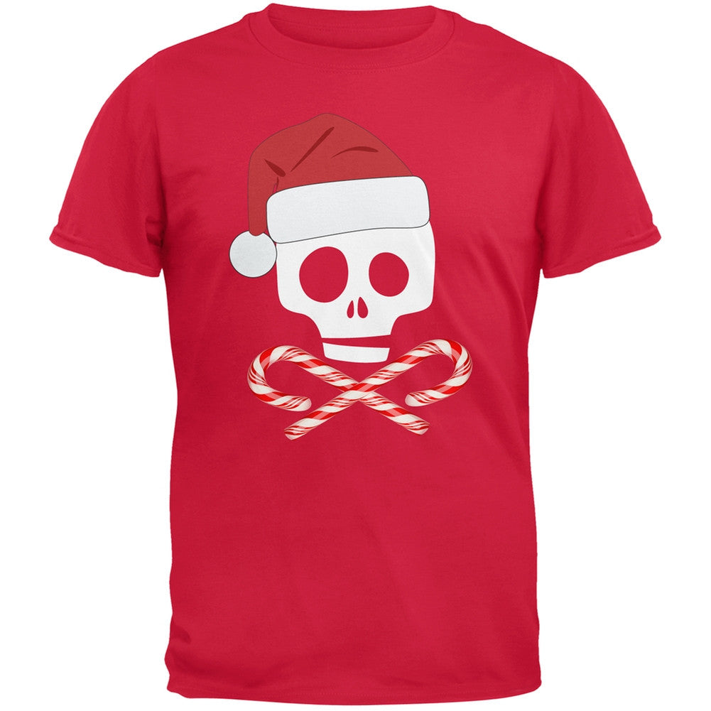Skull And Cross Candy Canes Santa Red Adult T-Shirt Men's T-Shirts Old Glory 2XL Red