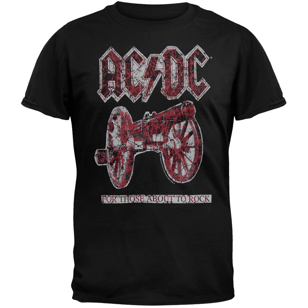 AC/DC - For Those About To Rock Crackle Soft T-Shirt Men's T-Shirts AC/DC MD Black