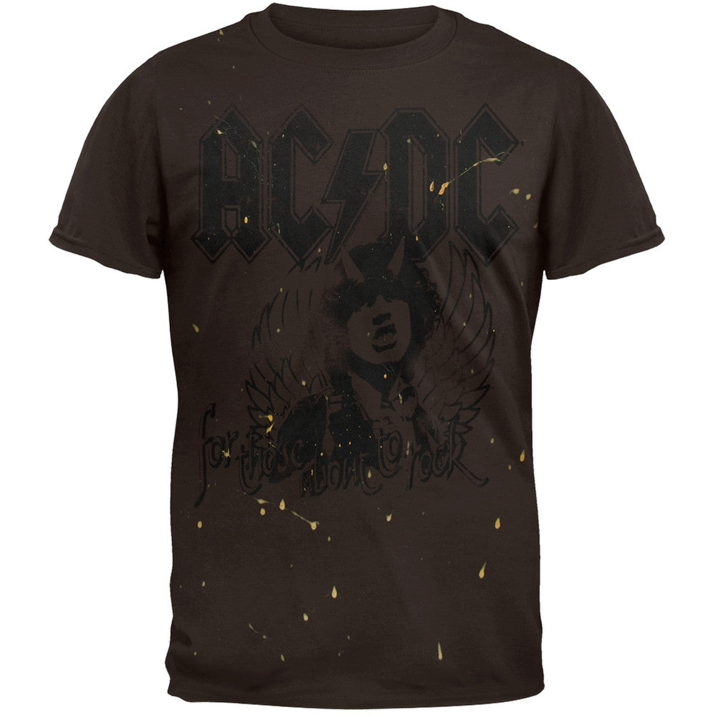 AC/DC - Logo Bleach Splatter T-Shirt Men's T-Shirts AC/DC 2XL Brown
