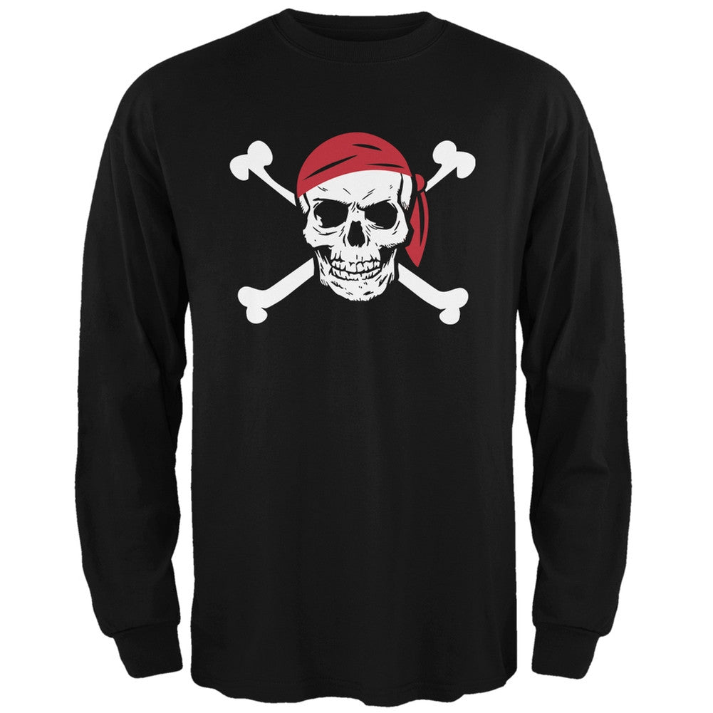 Jolly Roger Black Adult Long Sleeve T-Shirt Men's Long Sleeves Old Glory