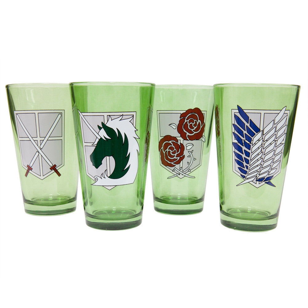 Attack On Titan - Military Badges Pint Glasses 4 Pack Set Pint Glasses Old Glory
