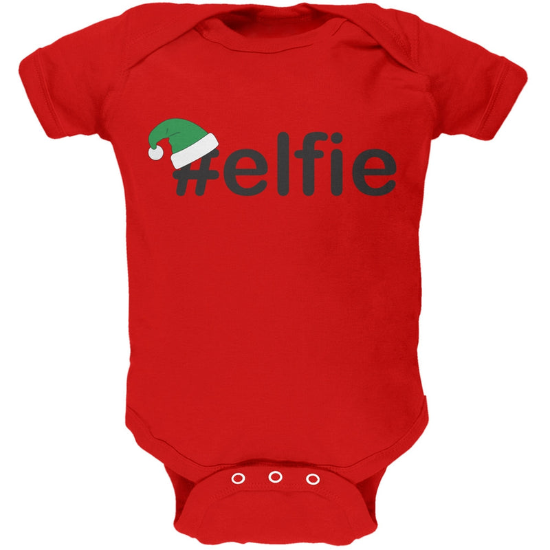 #Elfie Christmas Hashtag Green Soft Baby One Piece Baby One Piece Old Glory 0-3 Mo Red