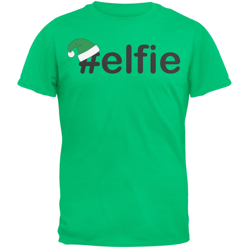 #Elfie Christmas Hashtag Green Adult T-Shirt Men's T-Shirts Old Glory SM Green
