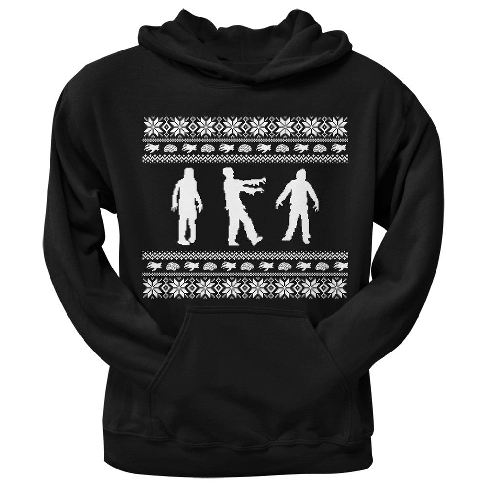 Zombie Ugly Christmas Sweater Black Adult Pullover Hoodie Men's Hoodies Old Glory