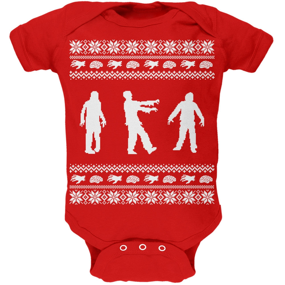 Zombie Ugly Christmas Sweater Soft Baby One Piece Baby One Piece Old Glory