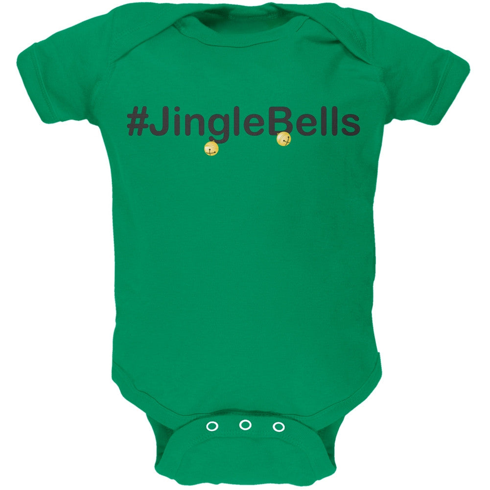 #Jinglebells Christmas Hashtag Green Soft Baby One Piece Baby One Piece Old Glory 0-3M Green