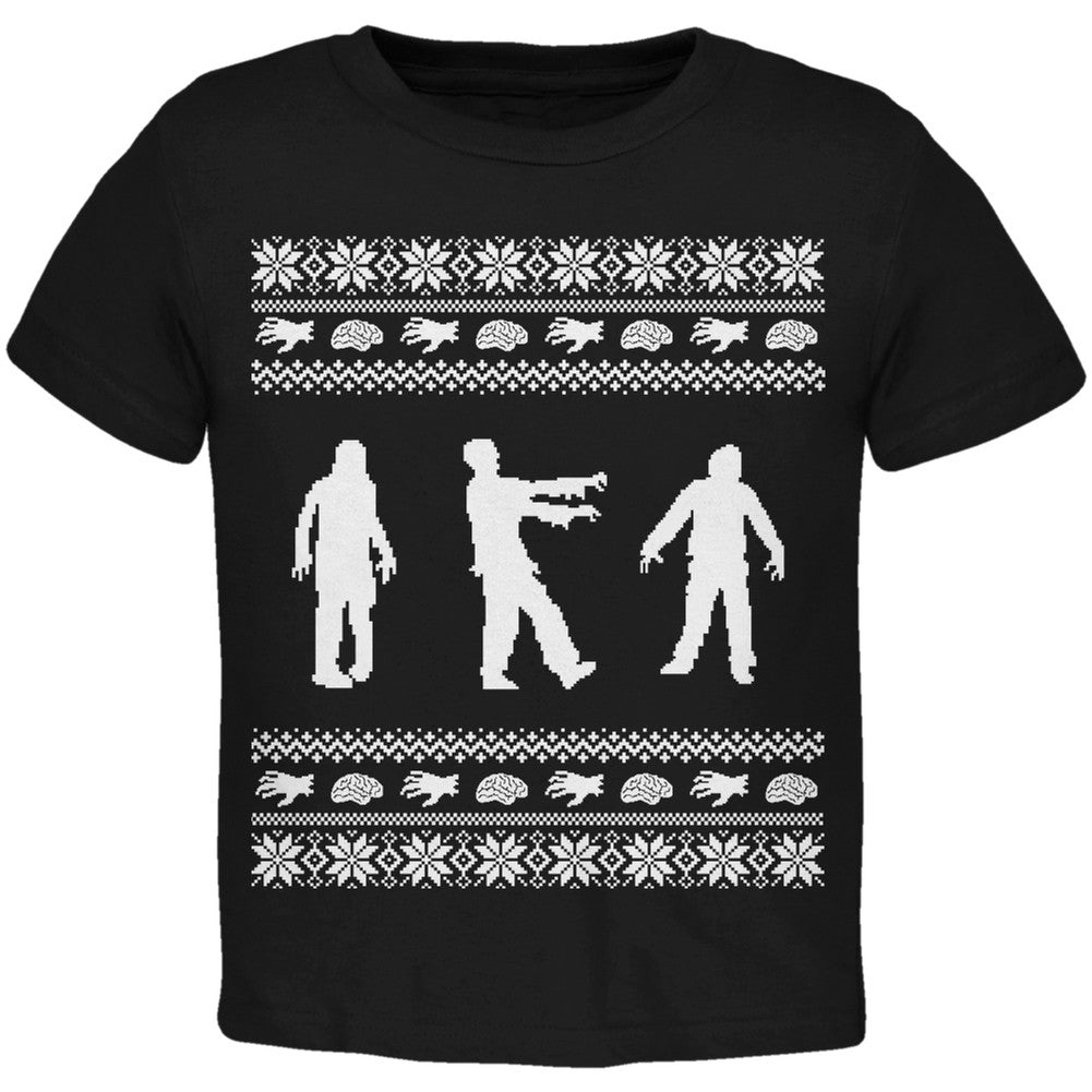 Zombie Ugly Christmas Sweater Green & White Toddler T-Shirt Toddler T-Shirts Old Glory