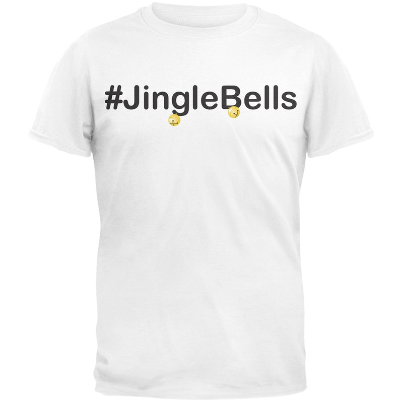 #Jinglebells Christmas Hashtag Green Adult T-Shirt Men's T-Shirts Old Glory SM White
