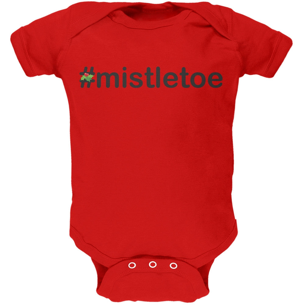 #Mistletoe Christmas Hashtag Green Soft Baby One Piece Baby One Piece Old Glory 0-3M Red