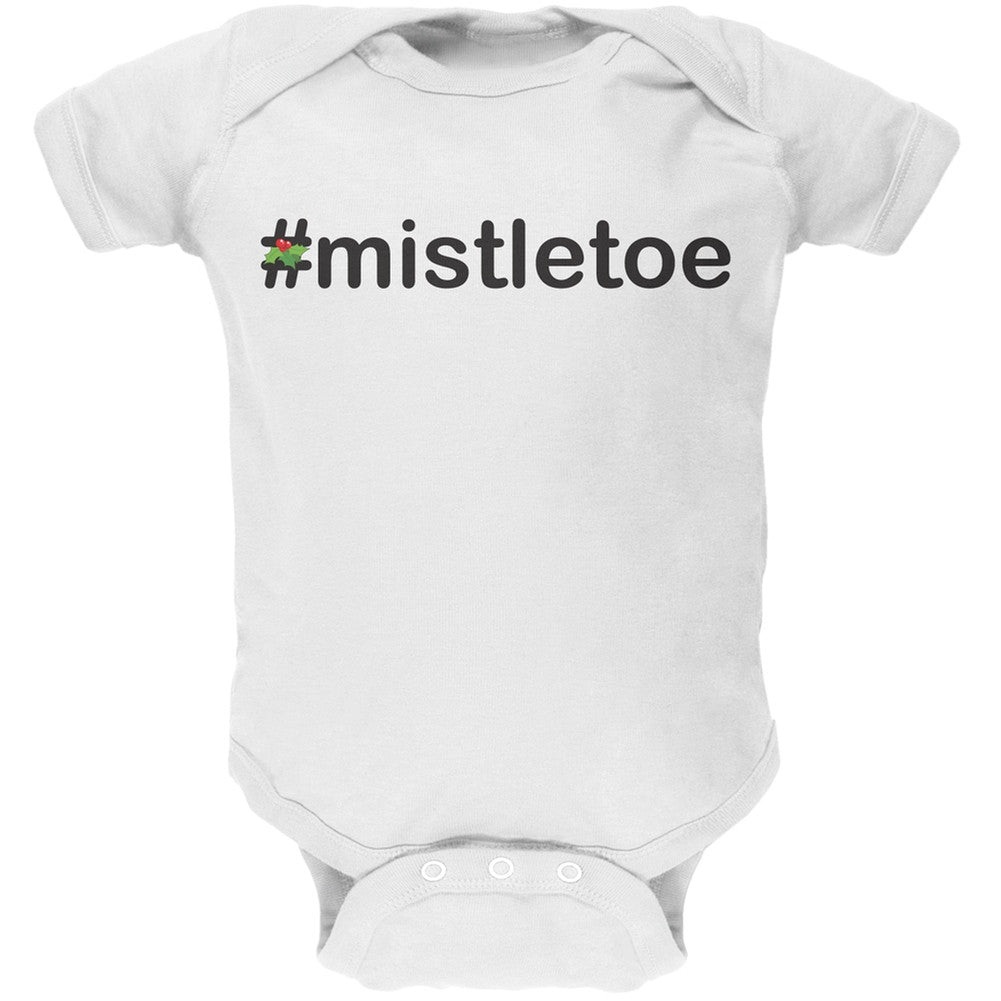 #Mistletoe Christmas Hashtag Green Soft Baby One Piece Baby One Piece Old Glory 0-3M White