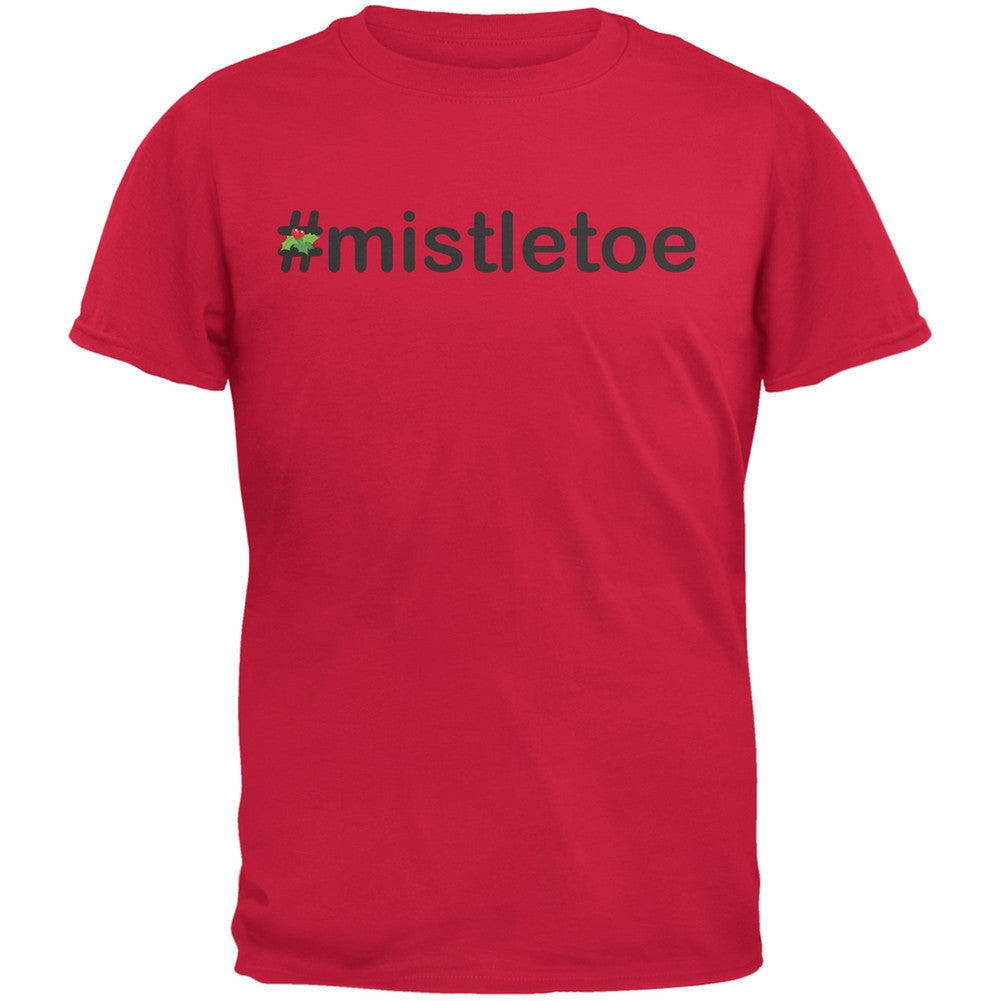 #Mistletoe Christmas Hashtag Green Youth T-Shirt Youth T-Shirts Old Glory SM Red