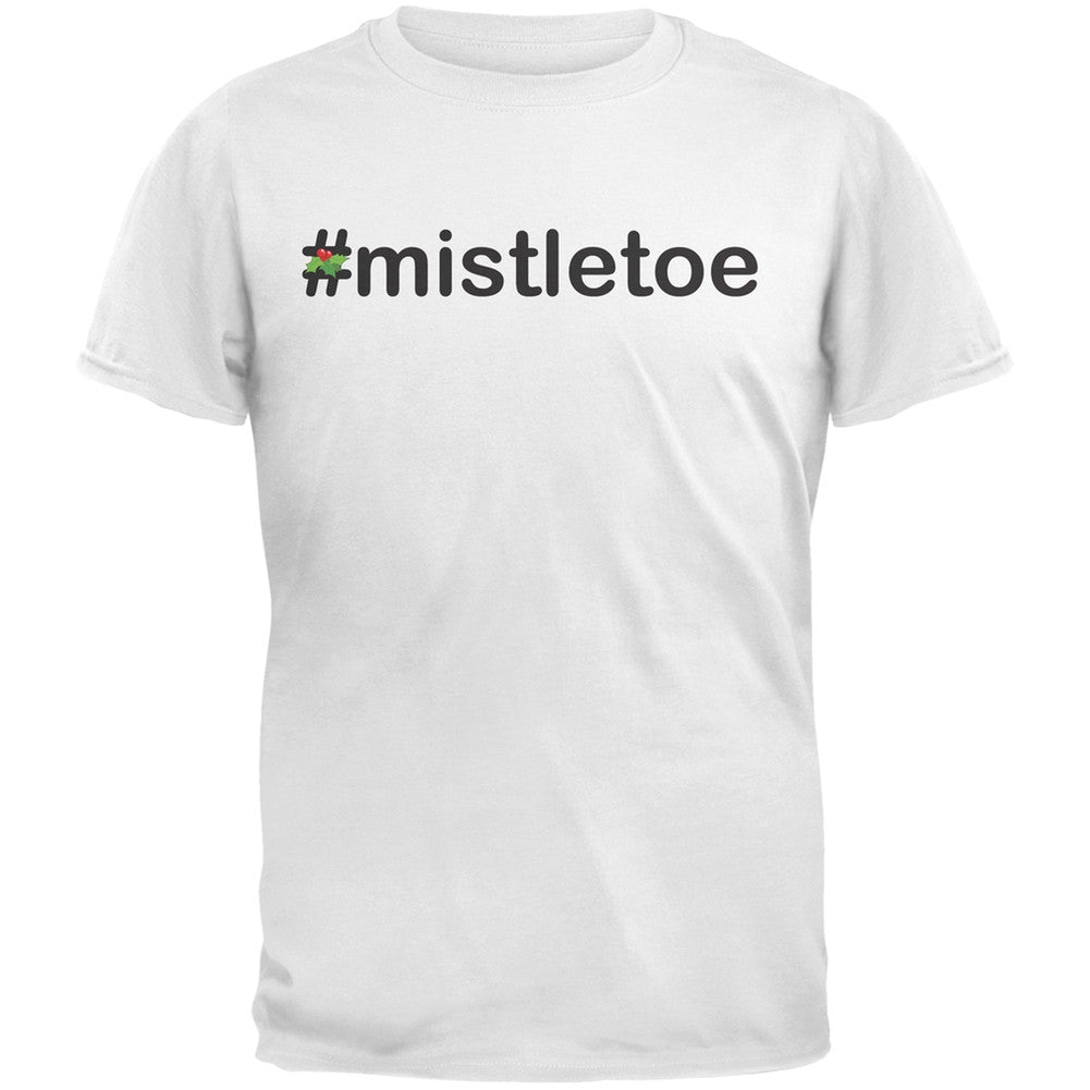 #Mistletoe Christmas Hashtag Green Youth T-Shirt Youth T-Shirts Old Glory SM White