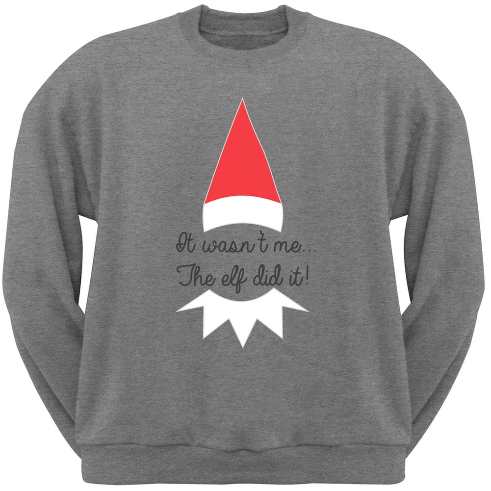 The Elf Did It Grey Adult Crew Neck Sweatshirt Men's Sweatshirts Old Glory