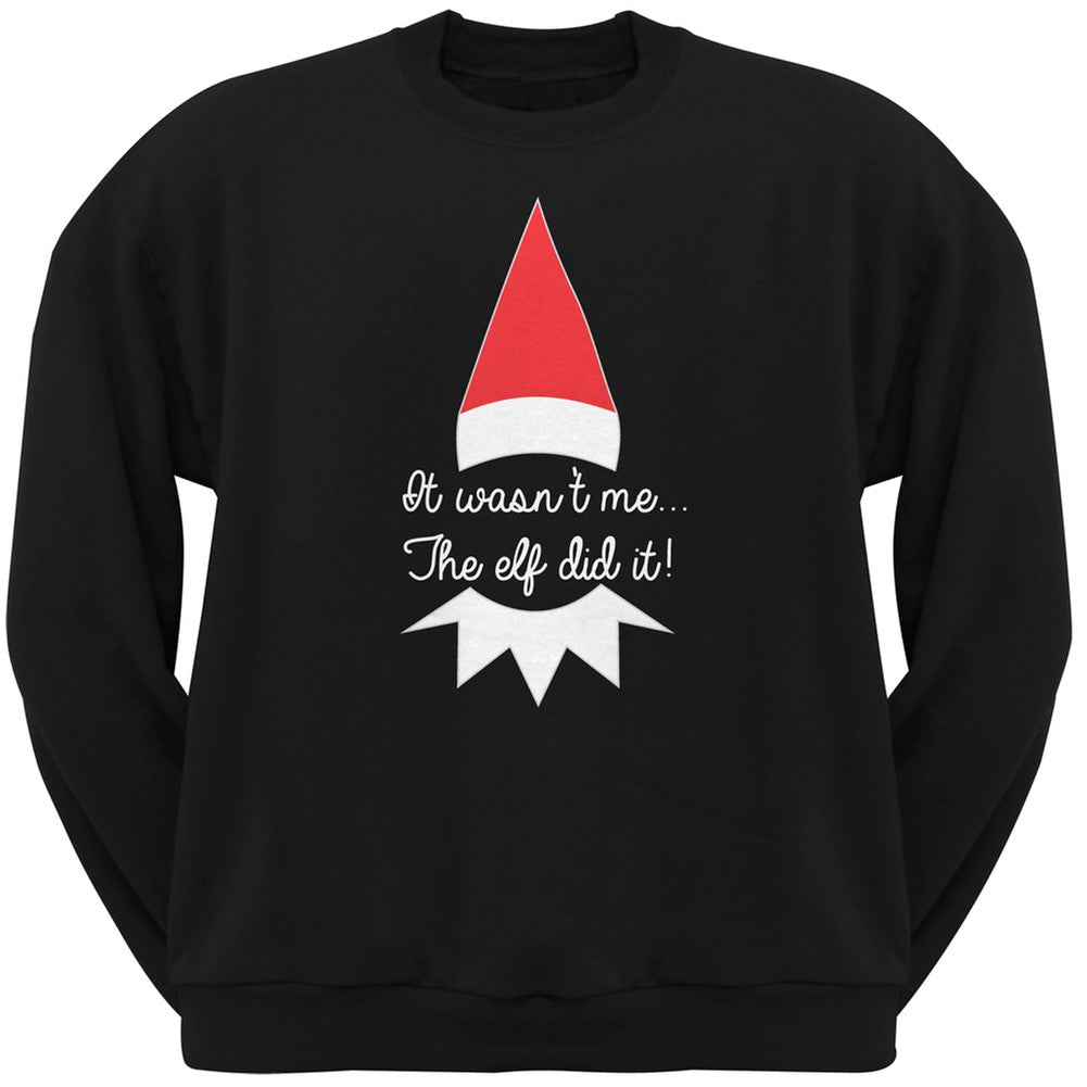 The Elf Did It Grey Adult Crew Neck Sweatshirt Men's Sweatshirts Old Glory