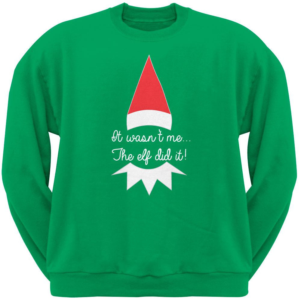 The Elf Did It Grey Adult Crew Neck Sweatshirt Men's Sweatshirts Old Glory