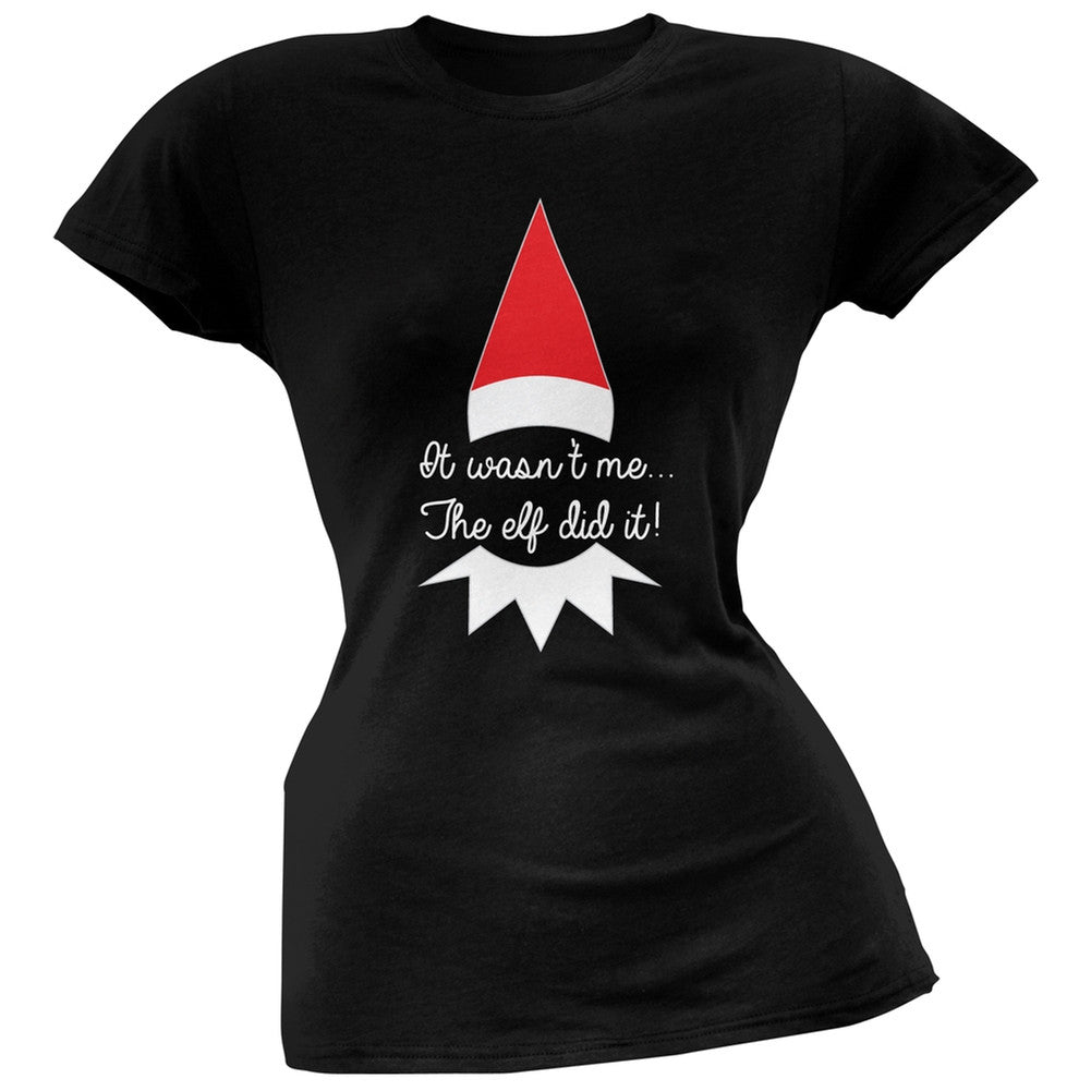 The Elf Did It Black Soft Juniors T-Shirt Juniors T-Shirts Old Glory