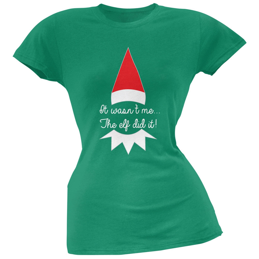 The Elf Did It Black Soft Juniors T-Shirt Juniors T-Shirts Old Glory